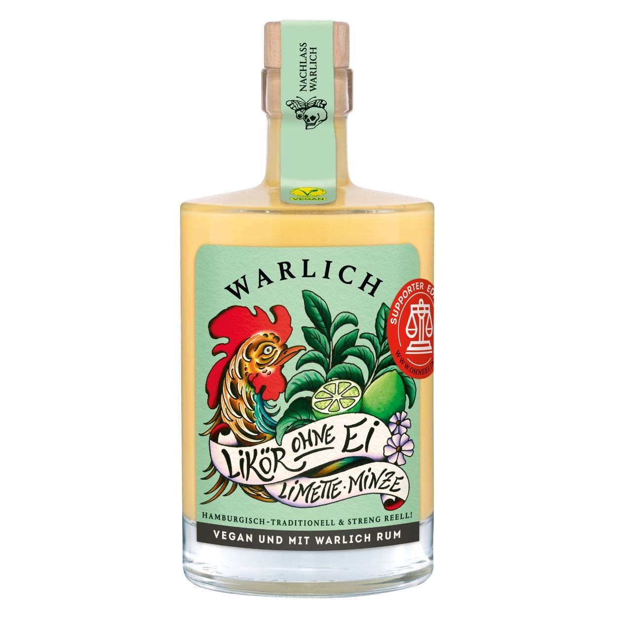 WARLICH LIKÖR OHNE EI LIMETTE & MINZE, SUPPORTER EDITION 0,5 L