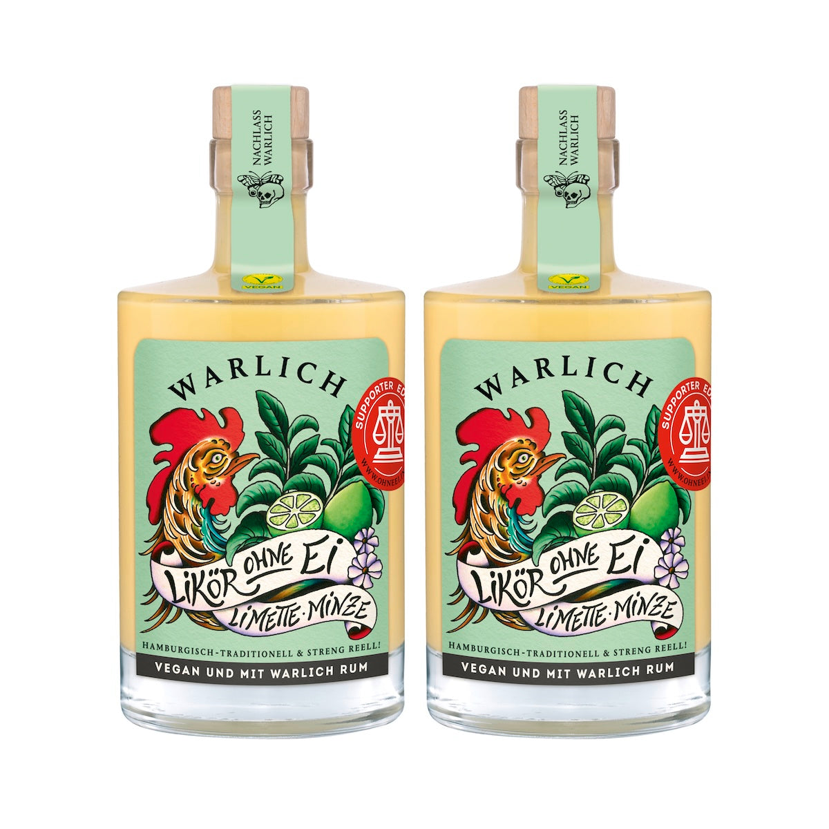 WARLICH LIKÖR OHNE EI LIMETTE & MINZE, SUPPORTER EDITION 0,5 L